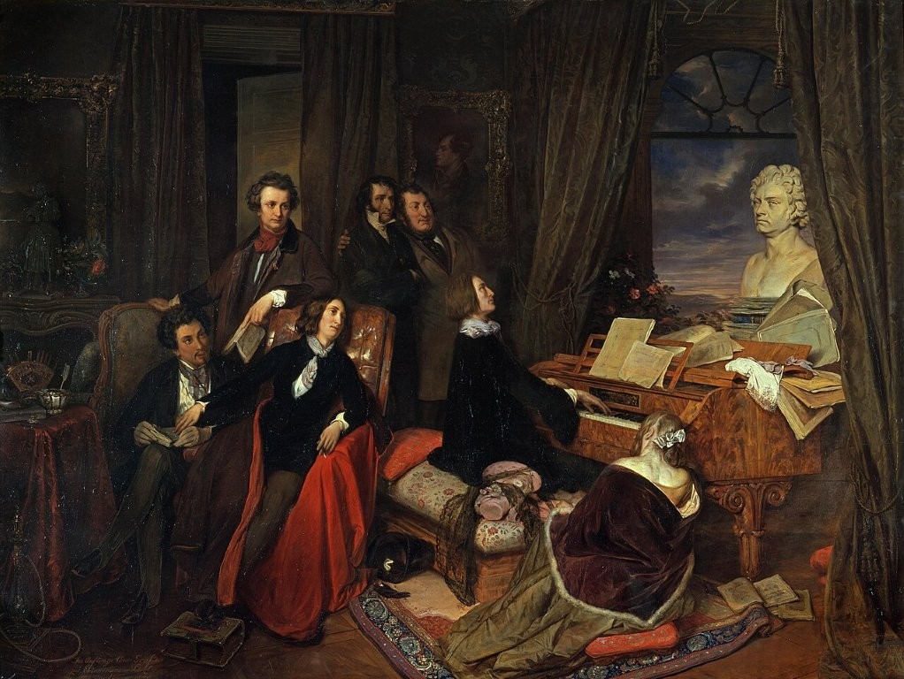 Josef Danhauser, Franciszek Liszt: fantazja fortepianowa,1840, Stara Galeria Narodowa w Berlinie,