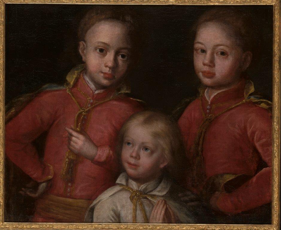 Malarz dworski – naśladowca Daniela Schultza, portret synów Jana III Sobieskiego, po 1685 (prawdopodobnie są tu przedstawieni Aleksander, Konstanty i zmarły w dzieciństwie Jan